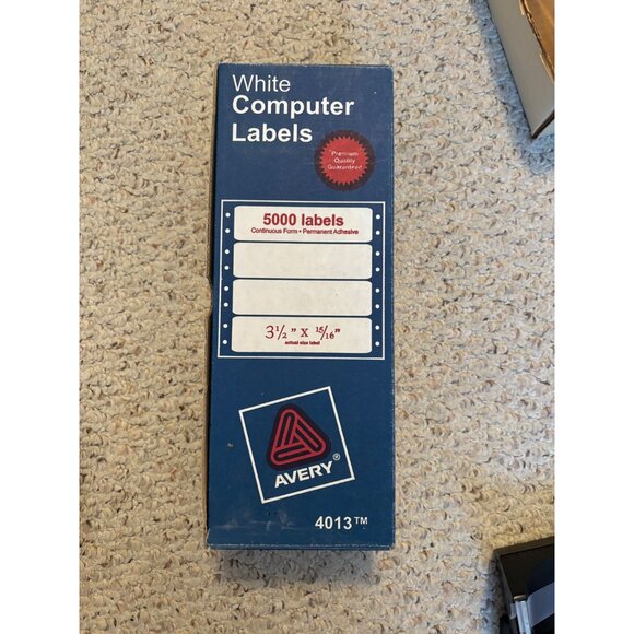 Avery Dot Matrix Labels 3 1/2 x 15/16 4013 Continuous Pin Fed Open Box - Picture 6 of 9